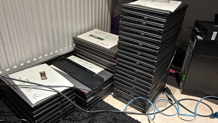 Sorted laptop stock in storage