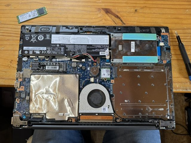 Laptop upgrade with SSD on the workbench